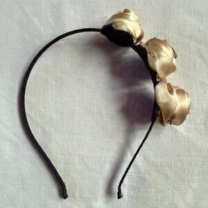 Satin Light Beige Roses Headband